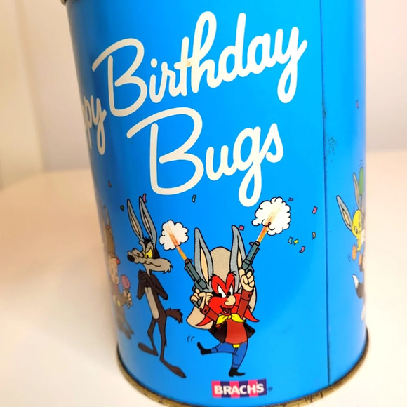Vintage 1989 Bugs Bunny 50th Birthday Collectible Tin Can with Lid - Picture 6 of 12